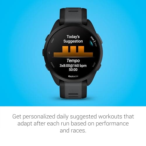 Garmin Forerunner 165, Running Smartwatch, Colorful AMOLED Display, Training Metrics and Recovery Insights, Black