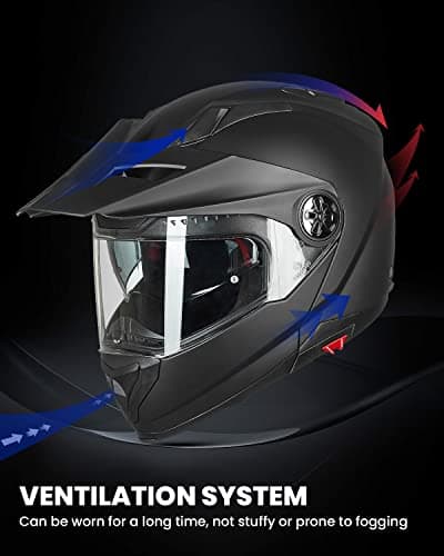 ILM Motorcycle Full Face Modular ATV Helmet Three in One Snowmobile Casco with Pinlock Anti Fog Visor for Men Women DOT Model 909F