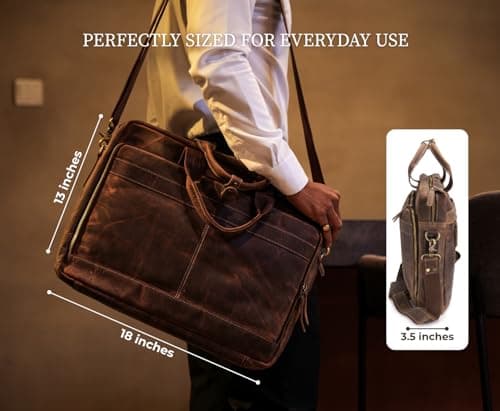 Leather Messenger Bag for Men - Laptop Case, Office Briefcase, Computer Satchel for Laptops