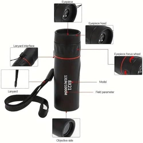 Compact High Power Monocular Telescope, 8X Magnification Portable Single Tube for Hiking, Bird Watching, Stargazing, and Outdoor Adventures