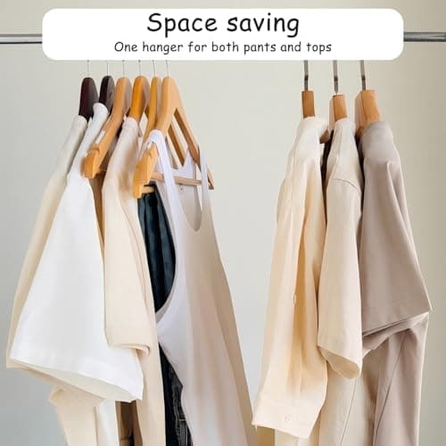 Urby Extra Wide Hangers for Plus Size Clothes, Ganchos para Colgar Ropa,19 Inch Plus Size Hangers Ideal for XL, XXL Shirts, Coats, Dresses, Etc. Wood. Natural 10pk