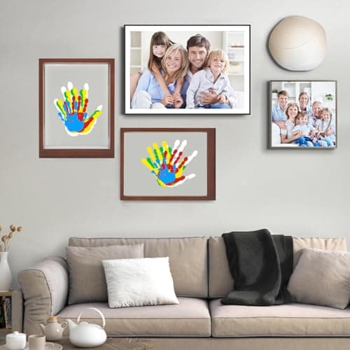 Bixinyo Family Handprint Kit with Light, Baby Hand and Footprint Keepsake Wooden Frame, Family Gifts for Mom, New Parents, Mother's Day, Adoption Gifts, 5 Non-Toxic Paints (Light, Maroon) B0GQGTNBSD