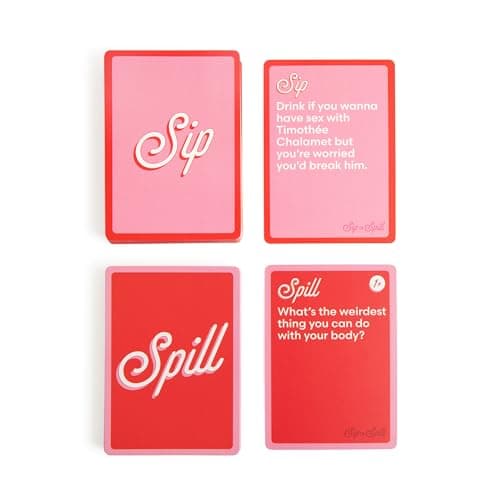 Sip or Spill Party Drinking Game, Fun Social Drinking Games for Adults, Games and Card Games, Includes 200 Cards and Instructions