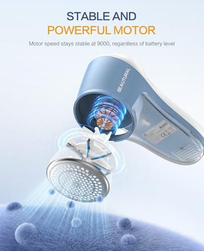 BEAUTURAL Fabric Shaver, Rechargeable Lint Remover for Clothes, Electric Lint Shaver with 6-Leaf Blades, Sweater Shavers to Fuzz, Lint Balls, Pillings, Bobbles for Clothes and Furniture