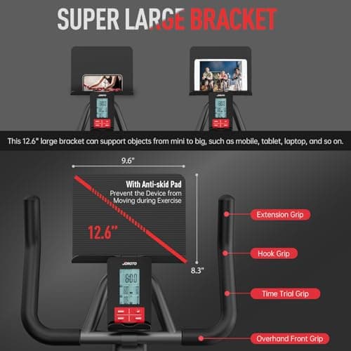 JOROTO Exercise Bike, Magnetic Stationary Bikes for Home with 40LBS Flywheel, App Supported Indoor Bike with 350LBS Weight Capacity, Low Noise,Digital Monitor,Bottle and Tablet Holder