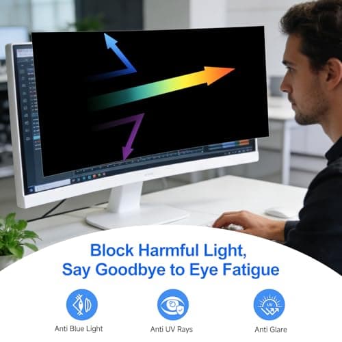 [2-Pack] Privacy Screen For Computer Monitor, 29-Inch 21:9 Aspect Ratio; Anti Spy/Bule Light/Glare And Eye Protection, 2 Install Ways Removable For Office, Airport, Cafe And Other Public Area; Diagonal 29 Inches, Width 26.66 Inches, Height 11.42 Inches