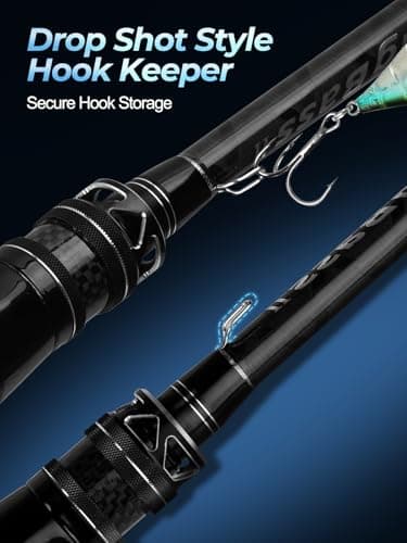 Jenseits 2Piece Carbon Fiber Spinning & Casting Fishing Rod, Ultra-Sensitive Lightweight, Stainless Steel Ceramic Guides, Cork & EVA Handle, Fast & Extra Fast Action, Bass Trout Freshwater Fishing Rod