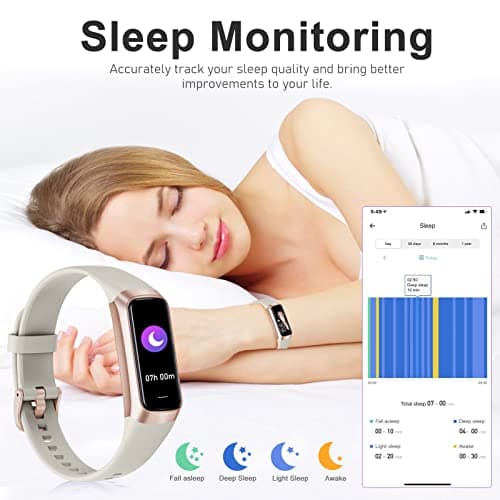 Zeacool Fitness Tracker with 24/7 Heart Rate, Blood Oxygen Blood Pressure Sleep Monitor, Activity Trackers 5 ATM Waterproof,Step Calorie Counter Pedometer Health Smart Watch for Women Men Beige