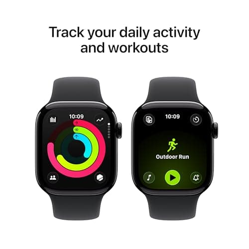Apple Watch Series 11 [GPS 42mm] Smartwatch with Jet Black Aluminum Case with Black Sport Band - S/M. Sleep Score, Fitness Tracker, Health Monitoring, Always-On Display, Water Resistant