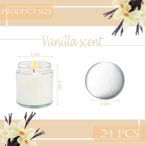 24 Pcs 4 Oz Mini Soy Candles,Vanilla Scented,Aromatherapy Candle,Bulk Candle Set，Great Stress Relieving Scented Candles for Girls as a Gift for Birthdays, Weddings and More! B0DW95Q2D1