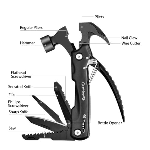 Gifts for Men, Valentines Day,12-in-1 Hammer Multitool, Stocking Stuffers for Men,Christmas Stocking Stuffers for Adults Dad Husband Boyfriend, Mens Gift for Him, Birthday Gift Idea,Mini Multi Tool B07XQZ6QWS