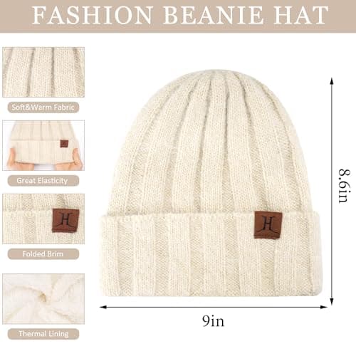 Womens Winter Warm Knit Beanie Hat Touchscreen Gloves Long Neck Scarf Set with Fleece Lined Skull Caps Gifts for Women