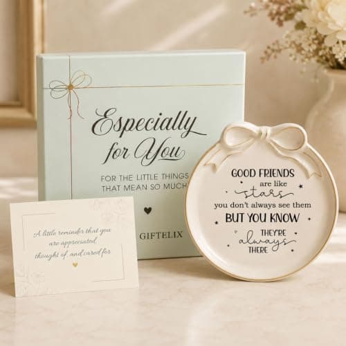 Jewelry Tray with Bow - Good friends are like stars - Gifts for Friends, Bestie, BFF, Sisters - Decorative Trinket Dish - Birthday Gift for Women - Friendship Gifts - Sentimental Keepsake B0GXKCKVR7