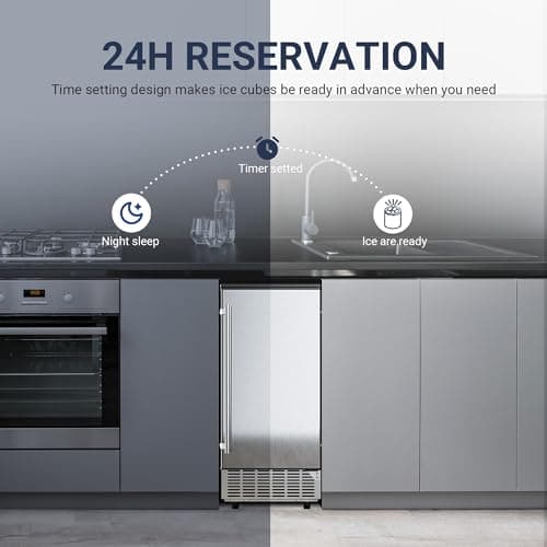 ICYGLEE Commercial Under Counter Ice Maker Machine with Drain Pump, 100Lbs/Day with 24lbs Storage, Built-in Freestanding Ice Maker, Self-Cleaning, 24H Timer, for Commercial & Home Use. (Stainless)