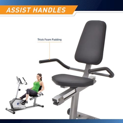 Marcy Recumbent Exercise Bike with Adjustable Seat and 8 Resistance Levels, 300 Pound Capacity NS-1201R