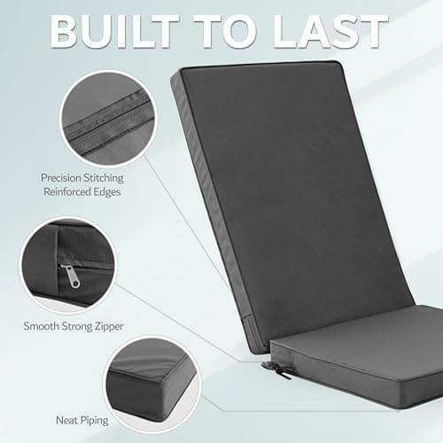 Outdoor Adirondack Chair Cushions Set of 2 - Removable Covers, Water-Repellent, Fade-Resistant, Non-Slip Bottom & Securing Straps, Universal Fit for Most Adirondack & Rocking Chairs - Dark Grey