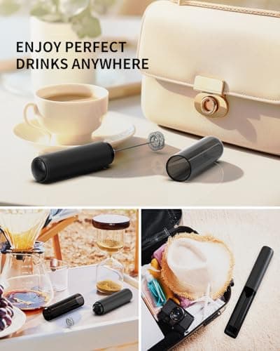 CIRCLE JOY Rechargeable Milk Frother Handheld, Dual Coil Whisk Head Electric Coffee Frother, Portable Hand Frother Wand Drink Mixer for Matcha Lattes Cappuccino, Kitchen Gifts, Black B0DPG6SNV1