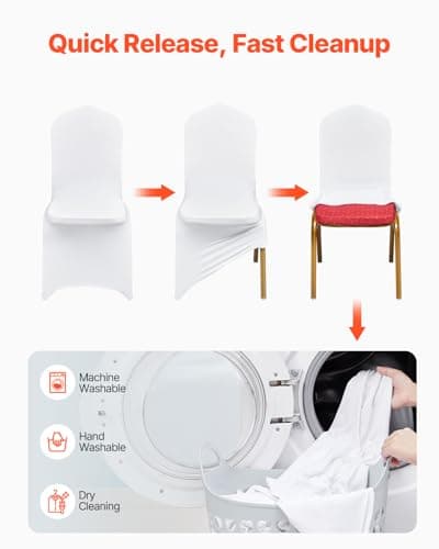 VEVOR 100 Pcs White Chair Covers Polyester Spandex Chair Cover Stretch Slipcovers for Wedding Party Dining Banquet Flat-Front Chair Covers