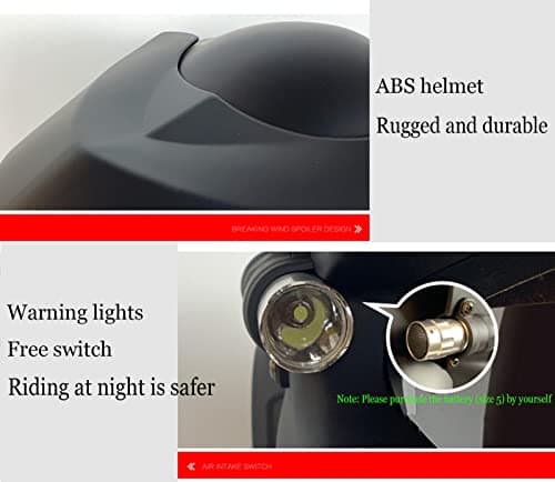 Motorcycle Full Face Helmet Front Flip Visor Helmet with Braids and Warning Lights for Men Women Offroad Cruiser Chopper DOT/ECE Approved Personalized Motorcycle Helmet