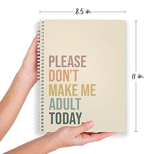 Gotcha Covered Notebooks Softcover No Adulting 8.5" x 11" Funny Spiral Notebook/Journal, 120 Checklist Pages, Durable Gloss Laminated Cover, White Wire-o Spiral. Made in the USA B09RQ75Z2J