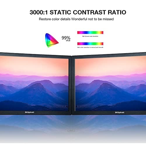 SKitphrati 15.6 Inch Small PC Monitor, FHD VA 1080P Desktop Display with 1920x1080 99% sRGB HDMI VGA Ports, 2 Hole Mounting, LED Monitor for PC, Laptop and Computer, Black