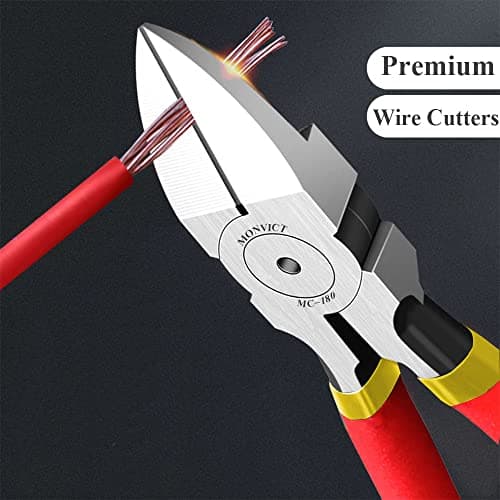 Ultra Sharp | Longer Cutting Edge | Powerful Pliers | Ideal for Cables, Wires, Zip Ties, Electrical & Most Cut Needs MONVICT 2 Pack 6 inch Wire Cutters Precision Flush Side Cutters B0B461286T