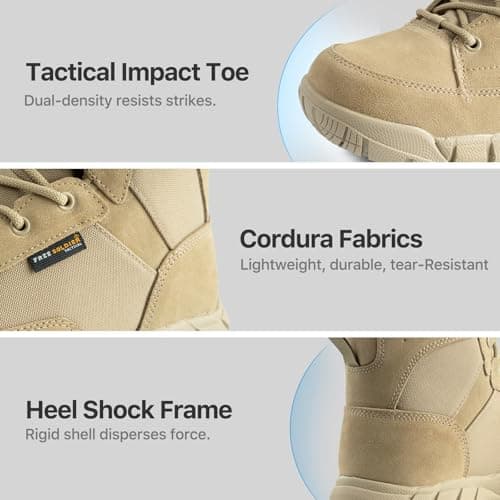 FREE SOLDIER Waterproof Hiking Work Boots Men's Tactical Boots 6 Inches Lightweight Military Boots Breathable Desert Boots