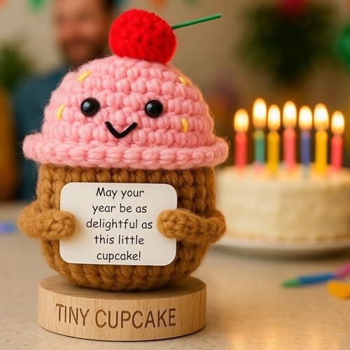Happy Birthday Gift for Women - Tiny Cupcake With 30 Sweet Birthday Cards | Funny Gift Idea for Women for 16th, 21 Year Old, 30th Birthdays | Cute Bday Party Decor for Friends, Teens, Daughter, Sister