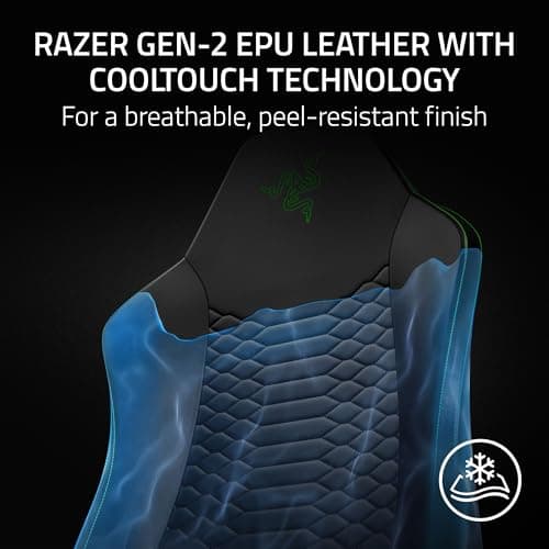 Razer Iskur V2 X NewGen Ergonomic Gaming Chair — Built-in Lumbar Support, Cooltouch Gen-2 EPU Leather, Ultra-Wide Seat Base, Adjustable 152 Degree Recline, Foam Cushions — Black/Green