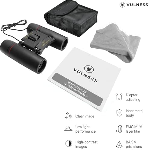 Binoculars for Adults | Compact Small Mini Travel Binocular for Bird Watching High Powered Electronics Cruise Ship Essentials Norwegian Alaska Must Haves Hiking Camping Gear a by VULNESS (Black, 8X21)