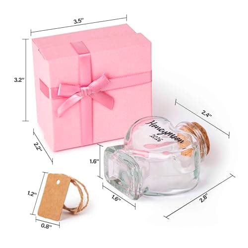 Honeymoon Sand Keepsake Jar 2026，Bridal Shower, Wedding, Engagement, Honeymoon, Travel Gift for Couples, Newlywed, Fiance(Gift Box Includes) - 40ml Heart Shape Glass