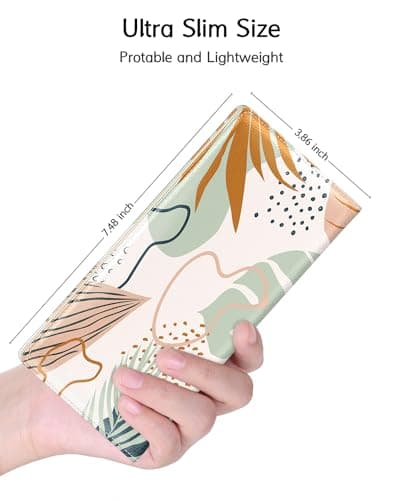 Nipichsha Womens Wallet, RFID Slim Wallets for Women, Thin Ladies Credit Card Holder Purse, Cute Leather Bifold Clutch Billfold with 11 Card Slots & ID Window, Boho Leaves