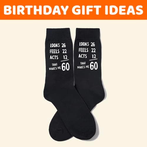 HAPPYPOP 50TH 60TH Birthday Gift Ideas - Men Birthday Socks for 50 60 Year Old Man Dad Him