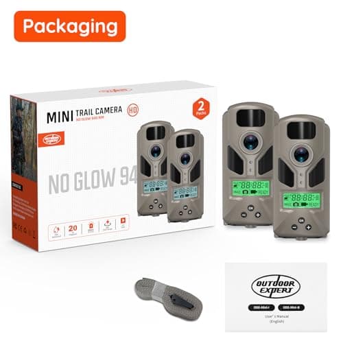 20MP Mini Trail Camera 1080P Hunting Trail Camera with No Glow 940nm Night Vision Motion Activated IP66 Waterproof,80ft Illumination Range Hunting Game Cam for Wildlife Monitoring- Grey-(2 Packs)