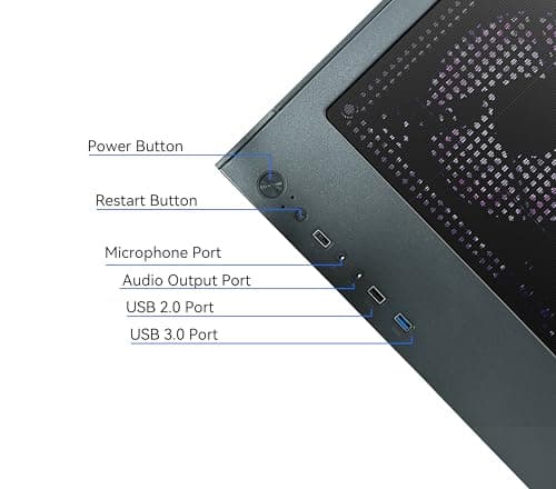 YAWYORE Gaming PC Desktop Computer AMD Ryzen 5 5600GT,16GB DDR4 3200MHz,1TB M.2 NVMe PCle,550W 80PLUS PSU,WiFi,Game Design Office Console,Sea View Room, Towers Prebuilt PC (Black)