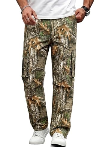GINGTTO Men's Hunting Pants Camo Cargo Tactical Pants Lightweight Insulated Clothes Brush