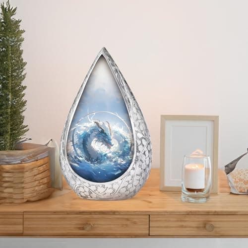 Blue Dragon Small Urn for Ashes Adult Male & Female - Straight Drop Burial Urns for Adult Human Ashes - Remembrance Gift for Loss of Husband - Decorative Cremains Holder for Dad (3 Inch) B0FBRS9T8T