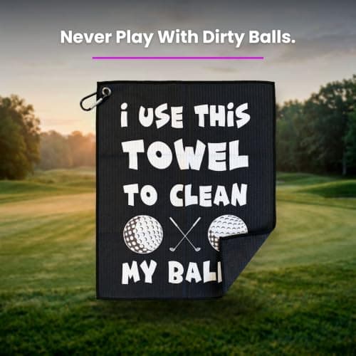 SHANKITGOLF Golf Towel for Golf Bag Microfiber with Clip, Funny Cleaning Cloth for Balls & Clubs, Premium Accessories, Gift for Men, Golfers, Dad