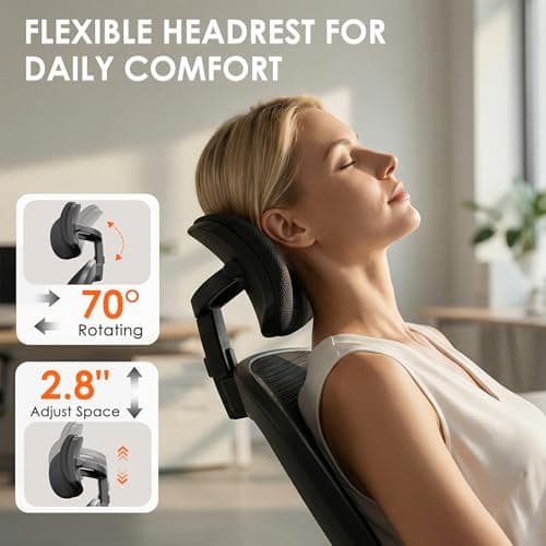 Ergonomic Office Chair, 300lbs High Back Breathable Mesh Desk Chair with Lumbar Support, Comfy Gaming Chair with Headrest and Flip-Up Arms, 360° Swivel Computer Task Chair for Home Office, Black