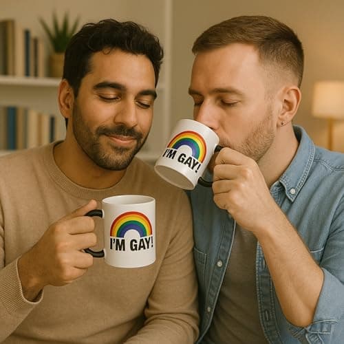 Turtle Straws I'm Gay Rainbow Heat Change Coffee Mug – Funny Gag Gifts for Men, Prank Gift for Him, Brother, Coworker, Best Friend – Novelty Birthday Gift, Secret Santa, White Elephant B0CF2S19WW