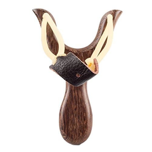 BASUNE Solid Wooden Slingshot with Classic Construction Hunting Slingshot for Catapult Game, Outdoor, Hunting-for Adult (Deep Brown)