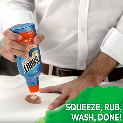 Shout Advanced Stain Remover Gel for Clothes Laundry, Ultra Concentrated Gel with Built-in Scrubber Brush for Deep Set-In stains, 8.7oz