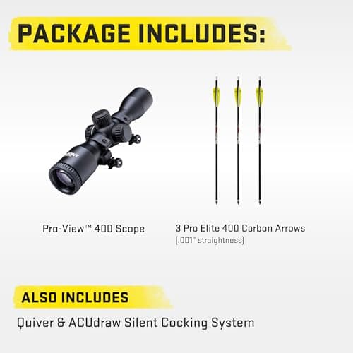TenPoint Titan 400 Crossbow, Vektra - 400 FPS - Includes Pro-View 400 Scope, ACUdraw Silent Cocking Device & Three Pro Elite 400 Carbon Arrows