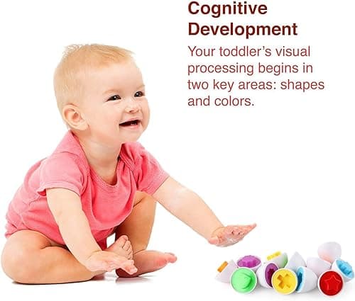 VUIYA Toddler Toys - Color Matching Egg Set - Educational Color, Shapes and Sorting Recognition Skills - Puzzle for Kid Baby Boy Girl, Easter Basket Gift (6 Eggs) B08RRM7V1P