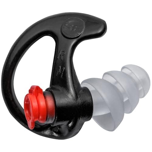 SureFire EP4 Sonic Defenders Plus filtered Earplugs, triple flanged design, reusable, Black, Medium
