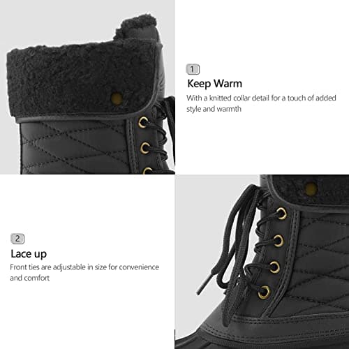 mysoft Women's Waterproof Snow Boots Insulated Warm, Lace-Up Winter Mid Calf Duck Boots for Outdoor