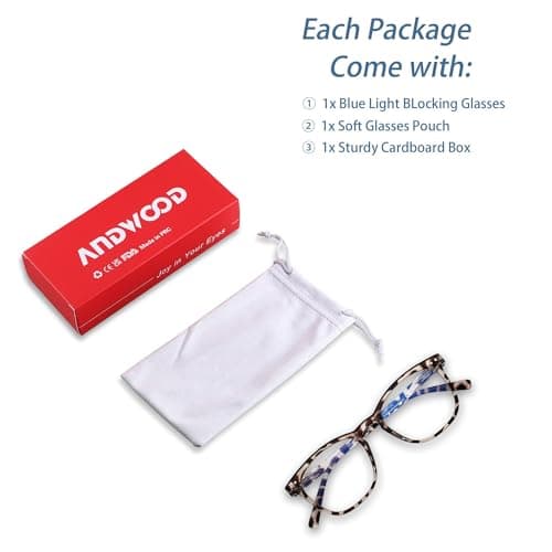ANDWOOD Blue Light Blocking Glasses Women Men Computer Small Face Clear Bluelight Blocker Eyeglasses Frame