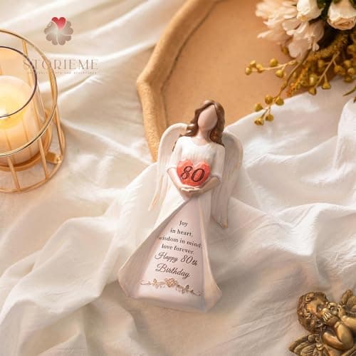 80th Birthday Gifts for Women: Best Happy Birthday Gift for 80 Year Old Woman Moms Grandmothers Friends Unique Birthday Angel Figurine Decorations