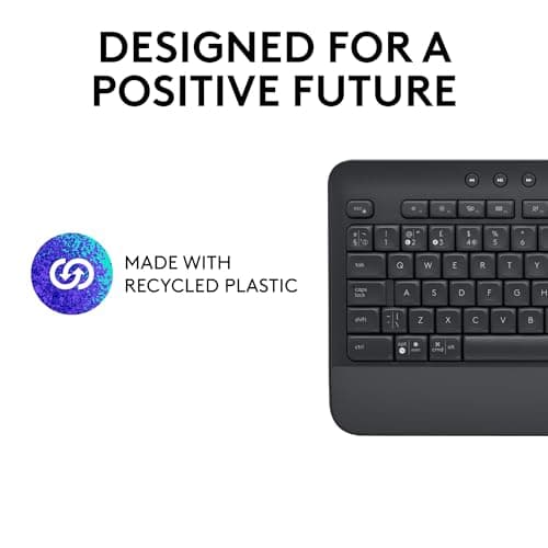 Logitech Signature K650 Comfort Full-Size Wireless Keyboard with Wrist Rest, BLE Bluetooth or Logi Bolt USB Receiver, Deep-Cushioned Keys, Numpad, Compatible with Most OS/PC/Window/Mac - Graphite