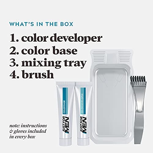 Just for Men Mustache & Beard, Beard Coloring for Gray Hair with Brush, with Keratin Biotin Aloe and Coconut Oil for Healthy Facial Hair - Medium Brown, M-35, Pack of 1 (Packaging May Vary)